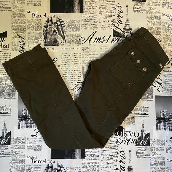 Guess olive green zipper cargo pants low rise straight leg y2k vintage skater - Picture 3 of 4